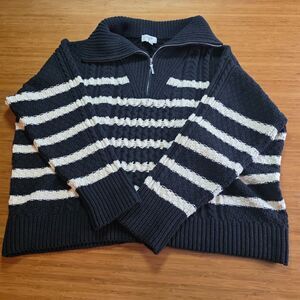 La Ligne x Target Sweater Womens 3X black and white cable zipped collar